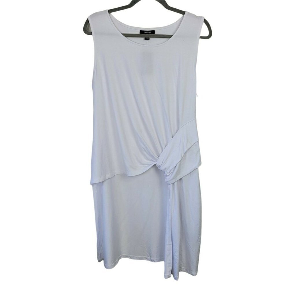 Alfani Long Asymmetric Sleeveless Blouse Cutout & Gathered Front Large Casual
